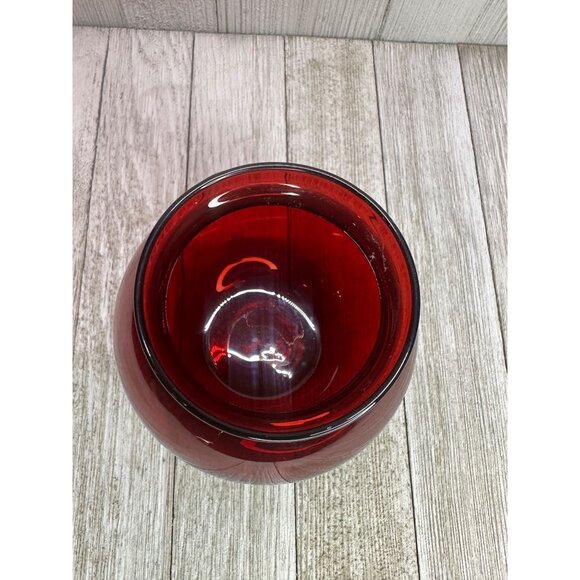 Vintage Ruby Red Glass Vase Bulbous Ball Holiday Home Decor 4" Tall Christmas - Picture 3 of 10